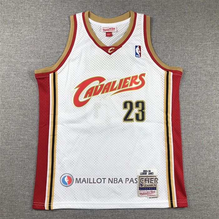 Maillot Enfant Cleveland Cavaliers LeBron James NO 23 Mitchell & Ness 2003-04 Blanc